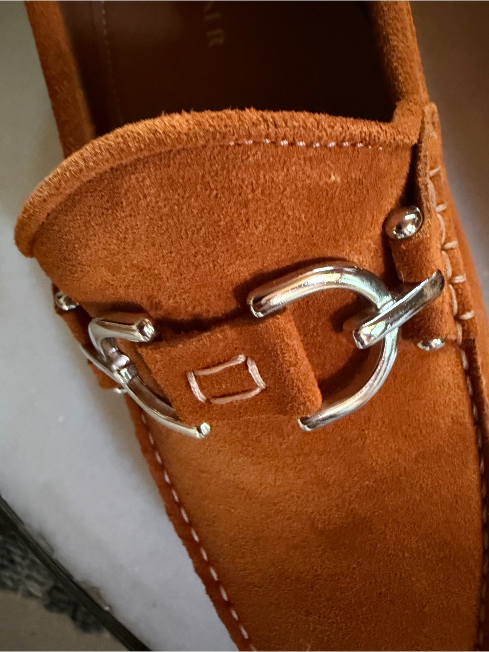 Donald J. Pliner Rust Suede Bit Loafers